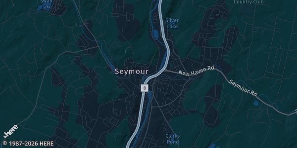 Map of Seymour, CT. The exact address of Black Hole Jiu Jitsu is not known, so the map shows the area rather than a specific building.