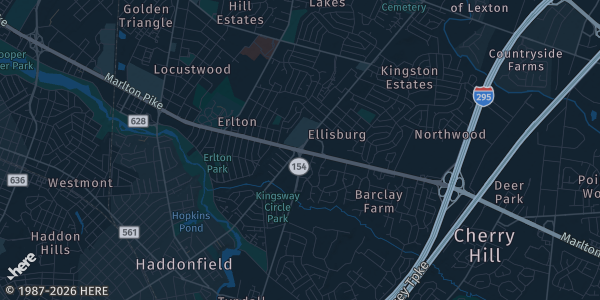 Map of Cherry Hill Township, NJ. The exact address of Holiday Inn Cherry Hill is not known, so the map shows the area rather than a specific building.