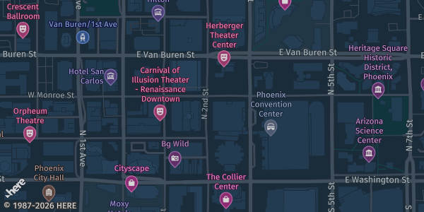 Map showing Phoenix Convention Center West in Phoenix, AZ.