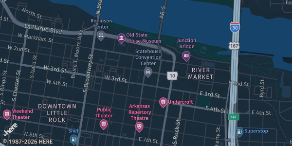 Map showing Statehouse Convention Center in Little Rock, AR.