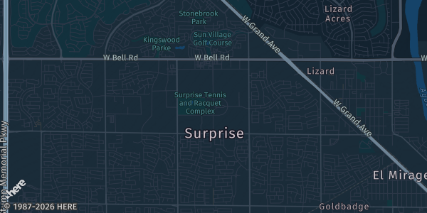 Map of Surprise, AZ. The exact address of Back Entrance Calibre Academy is not known, so the map shows the area rather than a specific building.