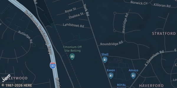 Map showing Maryland State Fairgrounds Mosner Miller Building in Timonium, MD.