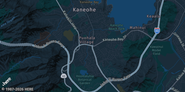 Map of Kaneohe, HI. The exact address of Bayview Golf Course is not known, so the map shows the area rather than a specific building.