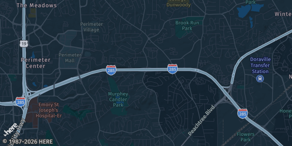 Map of Atlanta, GA. The exact address of Courtyard by Marriott - Atlanta Dunwoody is not known, so the map shows the area rather than a specific building.