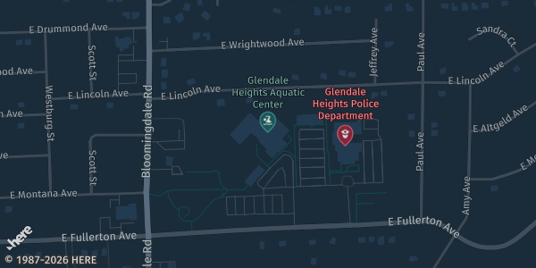 Map showing Glendale Heights Sports Hub in Glendale Heights, IL.