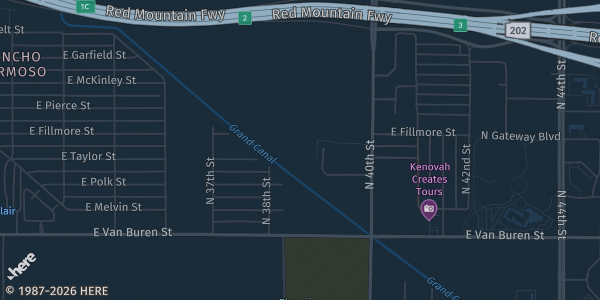 Map showing Phoenix Shrine Auditorium in Phoenix, AZ.