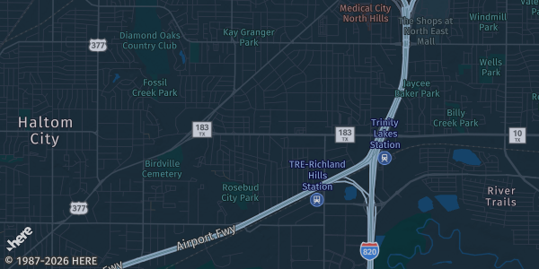 Map of Richland Hills, TX. The exact address of Card Center is not known, so the map shows the area rather than a specific building.
