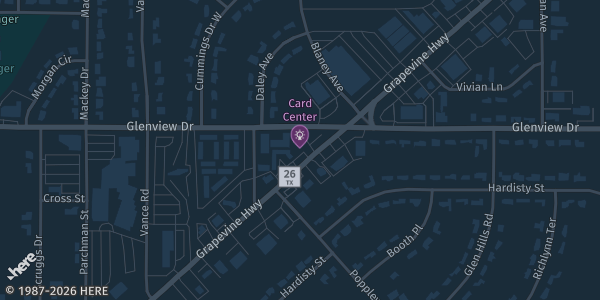 Map showing Card Center in North Richland Hills, TX.