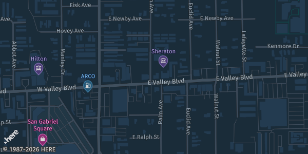 Map showing Sheraton San Gabriel in San Gabriel, CA.