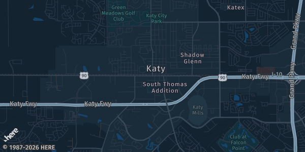Map of Katy, TX. The exact address of Victory 1 Sports Center is not known, so the map shows the area rather than a specific building.