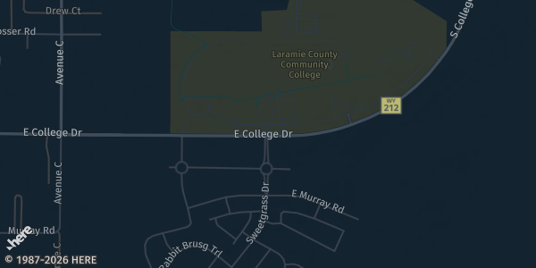 Map showing Laramie County Community College CCI Building in Cheyenne, WY.