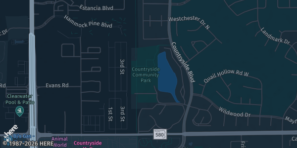 Map showing Countryside Rec Center in Clearwater, FL.