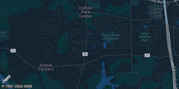 Map of Clifton Park, NY. The exact address of American Legion Post 1450 is not known, so the map shows the area rather than a specific building.