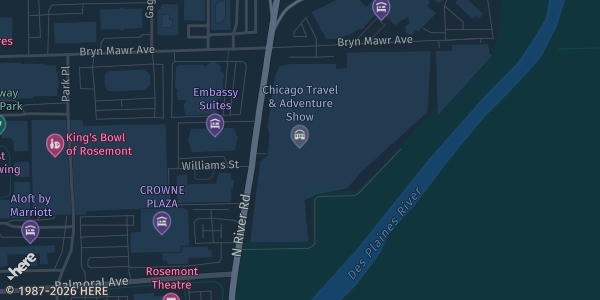 Map showing Donald E. Stephens Convention Center, Hall A in Rosemont, IL.