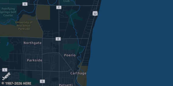 Map of Kenosha, WI. The exact address of Collectors Card Show is not known, so the map shows the area rather than a specific building.