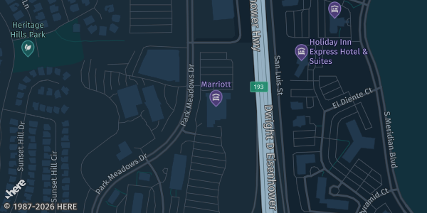 Map showing Marriott Denver South at Park Meadows in Lone Tree, CO.