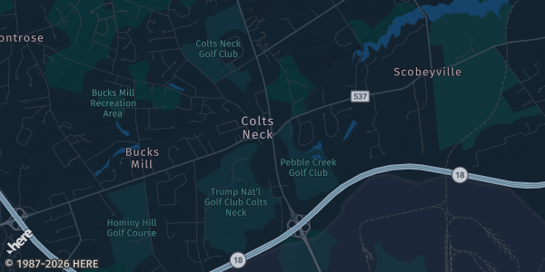 Map of Colts Neck, NJ. The exact address of Colts Neck Fire Department is not known, so the map shows the area rather than a specific building.