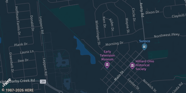 Map showing Makoy Center in Hilliard, OH.