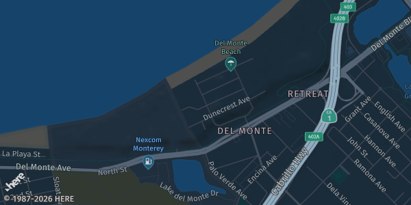 Map showing Monterey Beach Hotel in Monterey, CA.