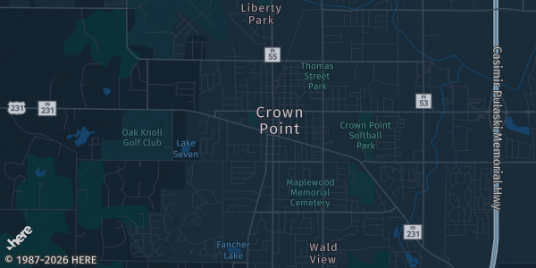 Map of Crown Point, IN. The exact address of Lake County Fairgrounds is not known, so the map shows the area rather than a specific building.