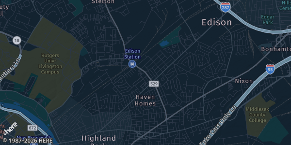 Map of Edison, NJ. The exact address of New Jersey Convention and Exposition Center is not known, so the map shows the area rather than a specific building.