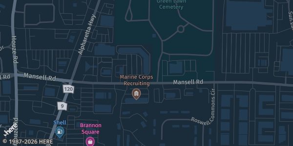 Map showing Dave's Sports Cards in Roswell, GA.