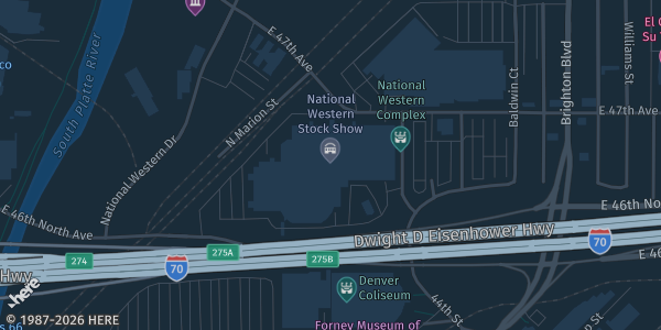 Map showing National Western Complex in Denver, CO.