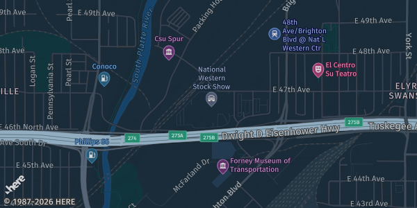 Map showing National Western Complex in Denver, CO.