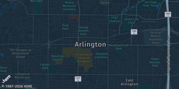 Map of Arlington, TX. The exact address of AT&T Stadium is not known, so the map shows the area rather than a specific building.