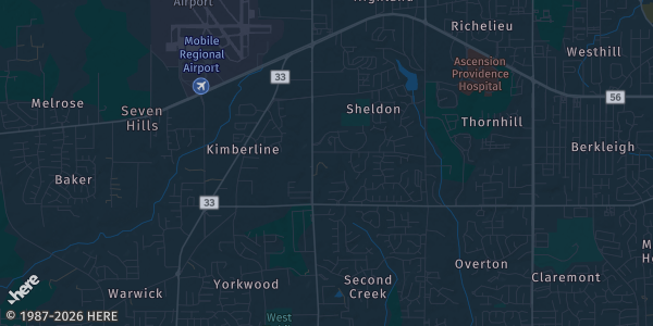 Map of Mobile, AL. The exact address of DJ’S TRADE SHOW is not known, so the map shows the area rather than a specific building.