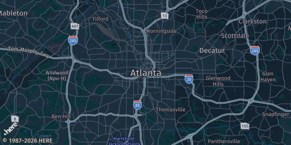 Map of Atlanta, GA. The exact address of this venue is not known, so the map shows the area rather than a specific building.