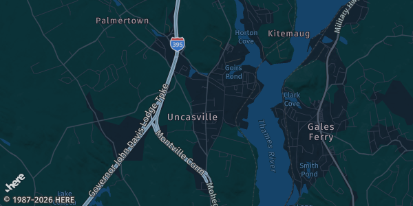 Map of Uncasville, CT. The exact address of Earth Expo Center is not known, so the map shows the area rather than a specific building.