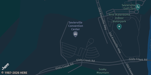 Map showing the venue in Sevierville, TN.