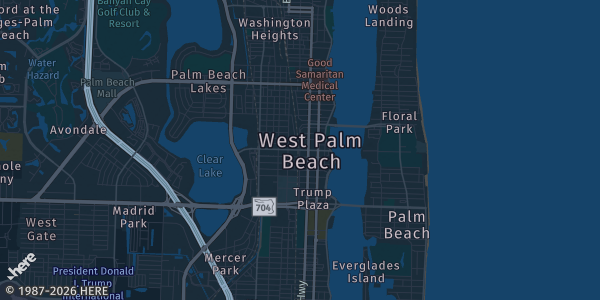 Map of West Palm Beach, FL. The exact address of South Florida Fairgrounds is not known, so the map shows the area rather than a specific building.