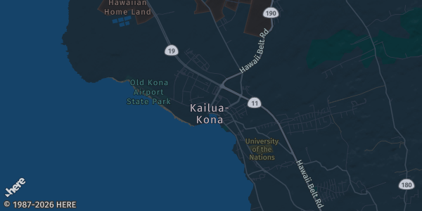 Map of Kona, HI. The exact address of Fan Expo Cleveland is not known, so the map shows the area rather than a specific building.