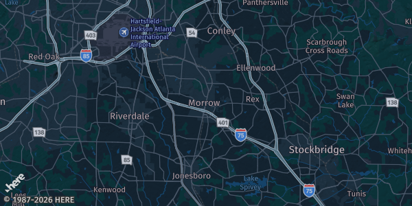 Map of Morrow, GA. The exact address of Morrow (venue TBA) is not known, so the map shows the area rather than a specific building.