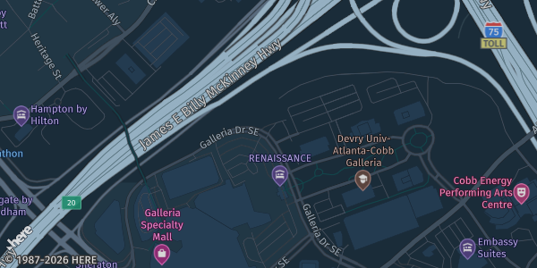 Map showing Cobb Galleria Centre in Atlanta, GA.