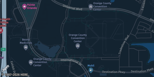 Map showing Orange County Convention Center North/South Bldg Hall NB in Orlando, FL.