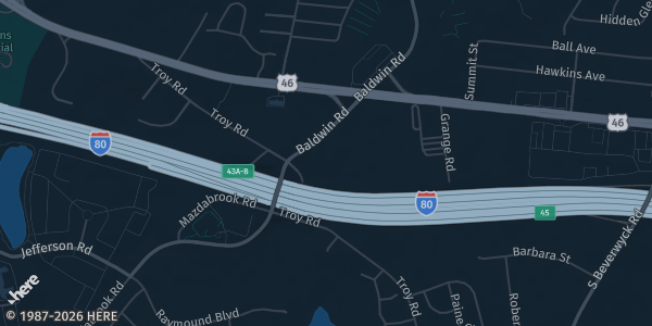 Map showing Police Athletic League Building in Parsippany, NJ.
