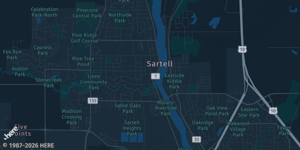 Map of Sartell, MN. The exact address of Sartell Community Center is not known, so the map shows the area rather than a specific building.