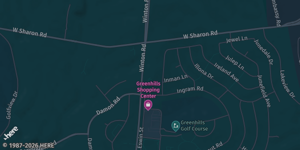 Map showing American Legion Hall Post 530 in Cincinnati, OH.