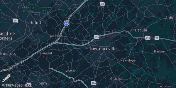 Map of Gwinnett, GA. The exact address of Jones Middle School is not known, so the map shows the area rather than a specific building.