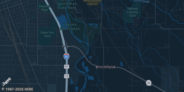 Map of Yahima, WA. The exact address of Terrace Heights Grange is not known, so the map shows the area rather than a specific building.