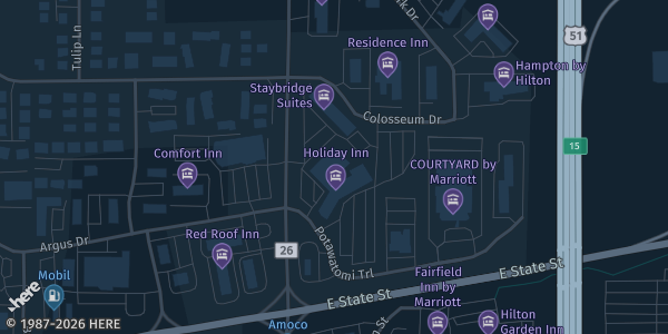 Map showing Hoffman House in Rockford, IL.