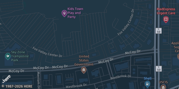 Map showing Fox Valley Mall in Aurora, IL.