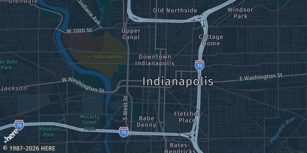 Map of Indianapolis, IN. The exact address of La Quinta Inn is not known, so the map shows the area rather than a specific building.