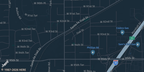 Map showing Lenexa Community Center in Lenexa, KS.