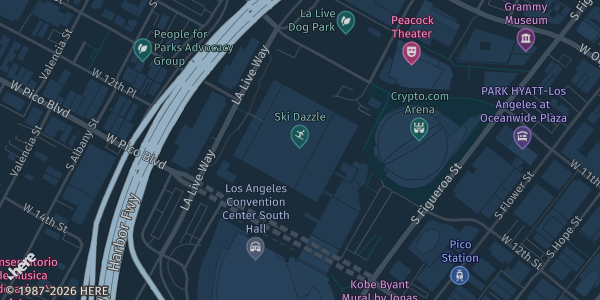 Map showing Los Angeles Convention Center in Los Angeles, CA.