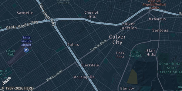 Map of Los Angeles, CA. The exact address of Magic Box at The Reef (1933 S Broadway) is not known, so the map shows the area rather than a specific building.