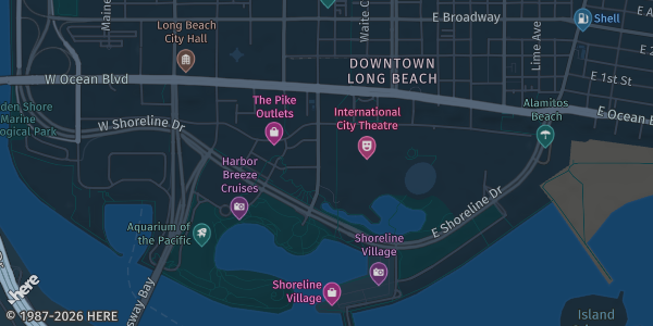 Map showing Long Beach Convention Center in Long Beach, CA.